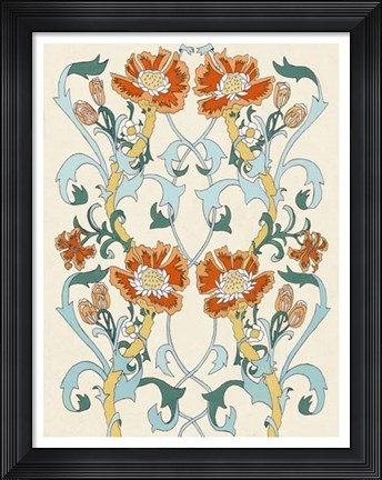 Framed Nouveau Floral Pattern I Print