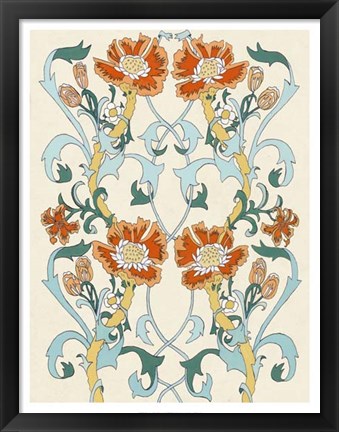 Framed Nouveau Floral Pattern I Print
