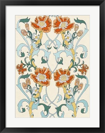 Framed Nouveau Floral Pattern I Print
