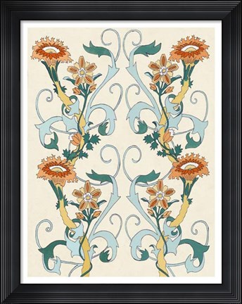 Framed Nouveau Floral Pattern II Print