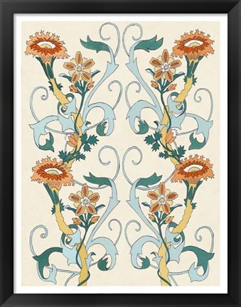 Framed Nouveau Floral Pattern II Print