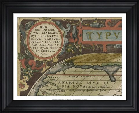 Framed Antique World Map Grid I Print