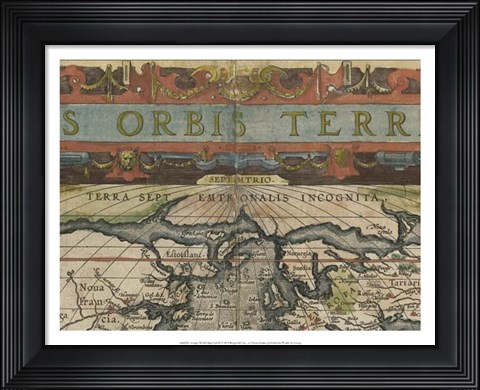 Framed Antique World Map Grid II Print