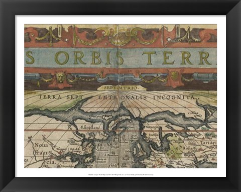 Framed Antique World Map Grid II Print