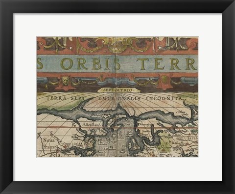 Framed Antique World Map Grid II Print