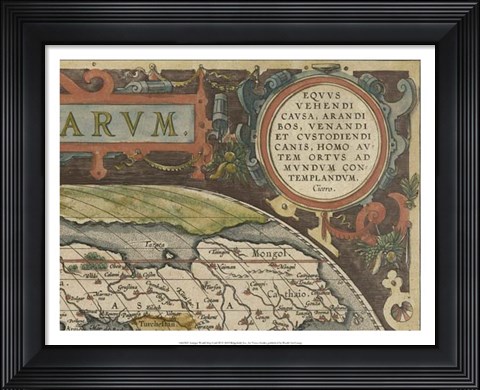 Framed Antique World Map Grid III Print