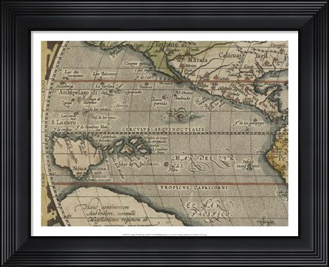 Framed Antique World Map Grid IV Print