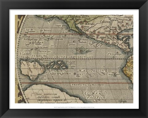 Framed Antique World Map Grid IV Print