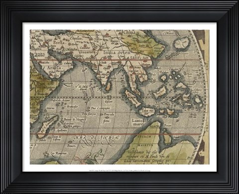 Framed Antique World Map Grid VI Print