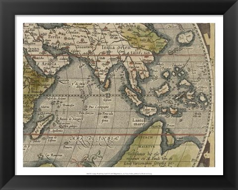 Framed Antique World Map Grid VI Print