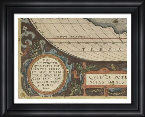 Framed Antique World Map Grid VII Print