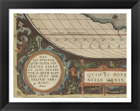 Framed Antique World Map Grid VII Print