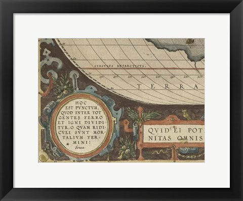 Framed Antique World Map Grid VII Print