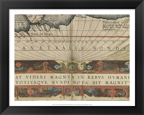 Framed Antique World Map Grid VIII Print