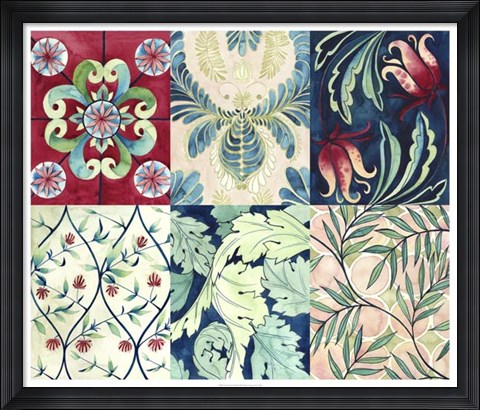 Framed Ornate Watercolor Motif Print