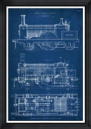 Framed Locomotive Blueprint I Print