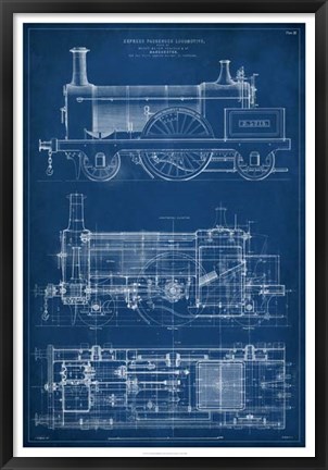 Framed Locomotive Blueprint I Print