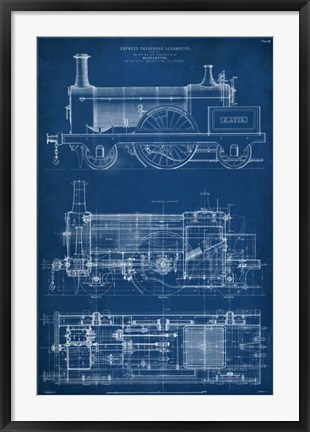 Framed Locomotive Blueprint I Print