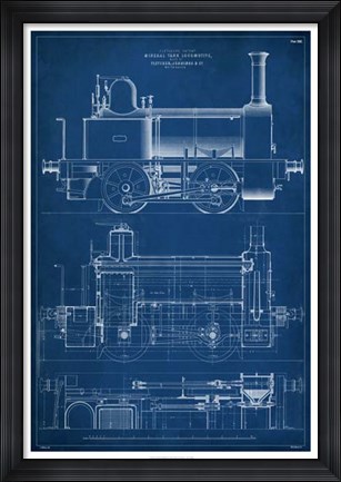 Framed Locomotive Blueprint II Print