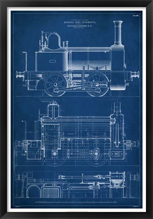 Framed Locomotive Blueprint II Print