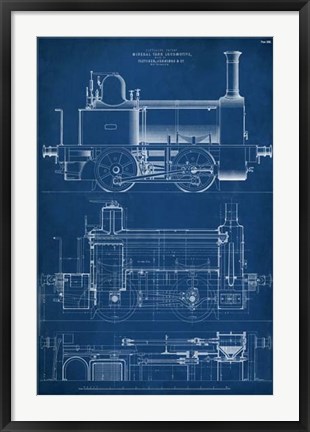 Framed Locomotive Blueprint II Print