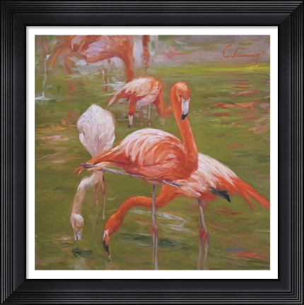 Framed Flamingo I Print
