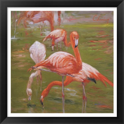 Framed Flamingo I Print