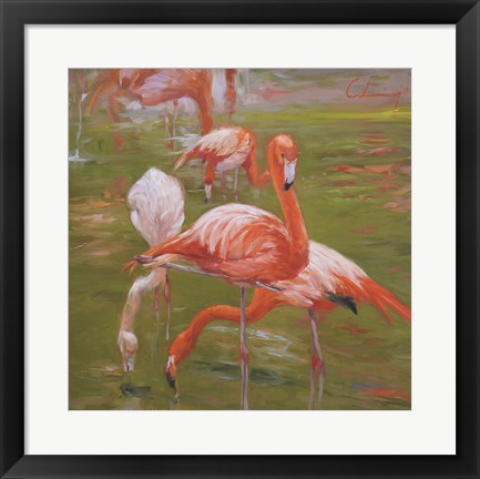 Framed Flamingo I Print