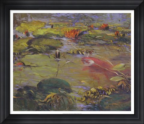 Framed Koi &amp; Lilies I Print