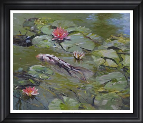 Framed Koi &amp; Lilies III Print