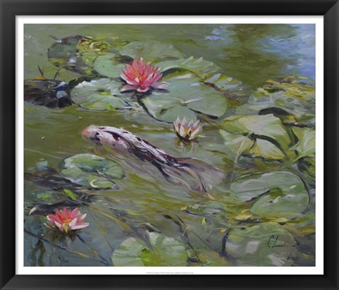 Framed Koi &amp; Lilies III Print