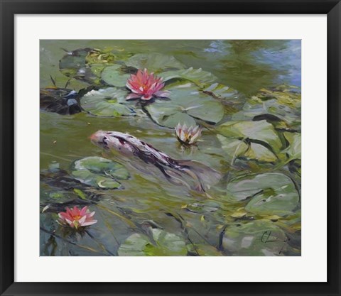 Framed Koi &amp; Lilies III Print