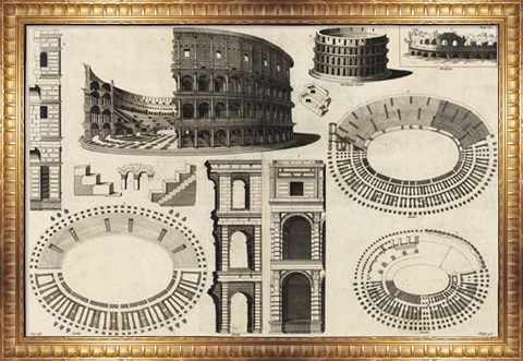Framed Diagram of the Colosseum Print