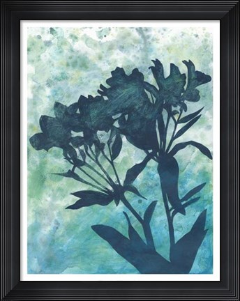 Framed Indigo Floral Silhouette II Print