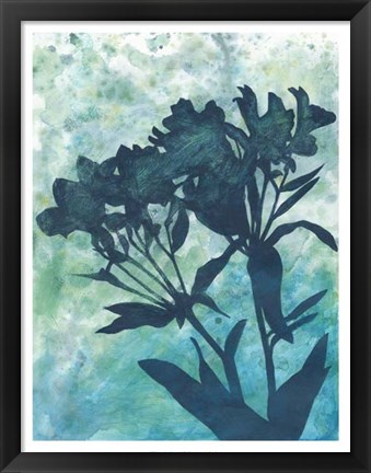 Framed Indigo Floral Silhouette II Print