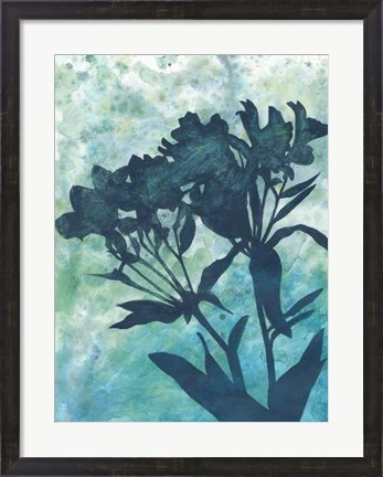 Framed Indigo Floral Silhouette II Print