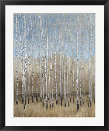 Framed Dusty Blue Birches I Print