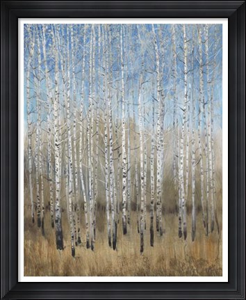 Framed Dusty Blue Birches II Print