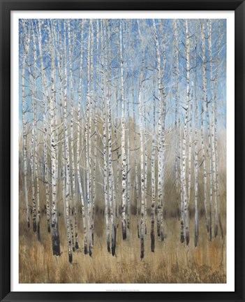 Framed Dusty Blue Birches II Print