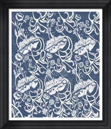 Framed Indigo Floral Chintz II Print
