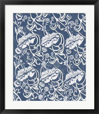 Framed Indigo Floral Chintz II Print