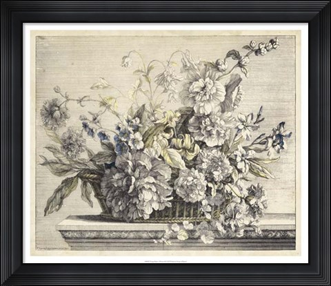 Framed Vintage Basket of Flowers II Print