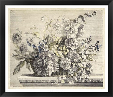 Framed Vintage Basket of Flowers II Print