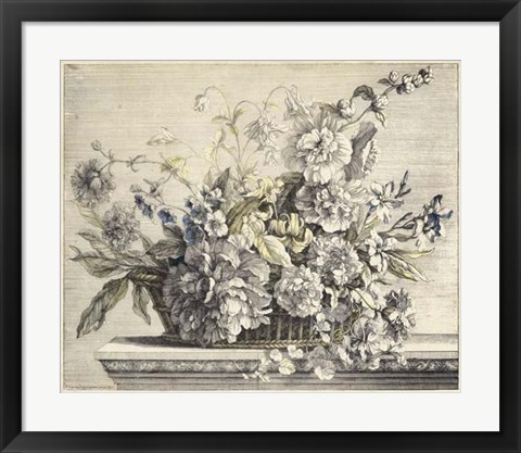 Framed Vintage Basket of Flowers II Print