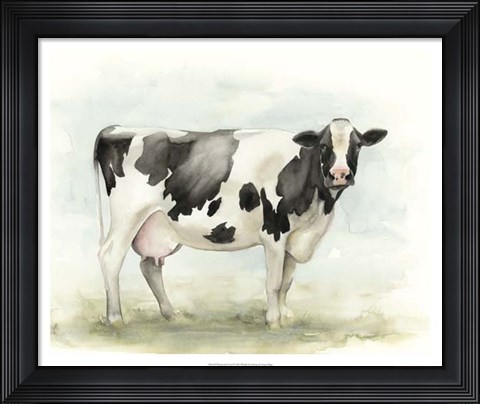 Framed Watercolor Cow I Print