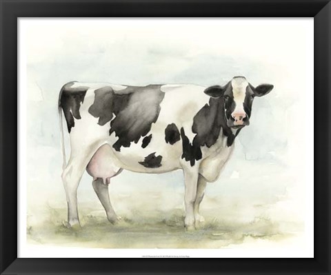 Framed Watercolor Cow I Print