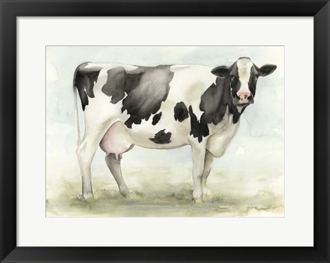 Framed Watercolor Cow I Print