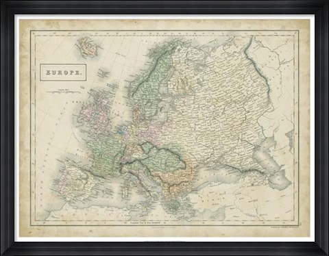 Framed Map of Europe Print