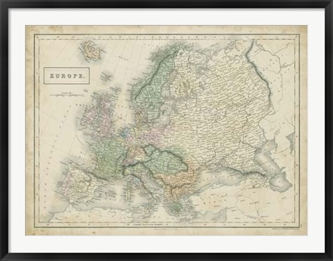 Framed Map of Europe Print
