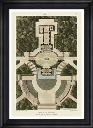 Framed Plan De La Villa Pia Print